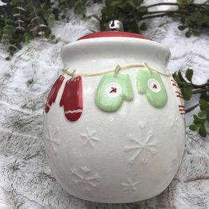 [Hallmark] Mittens Christmas Cookie Jar Canister Holidays; Winter; Snowflakes
